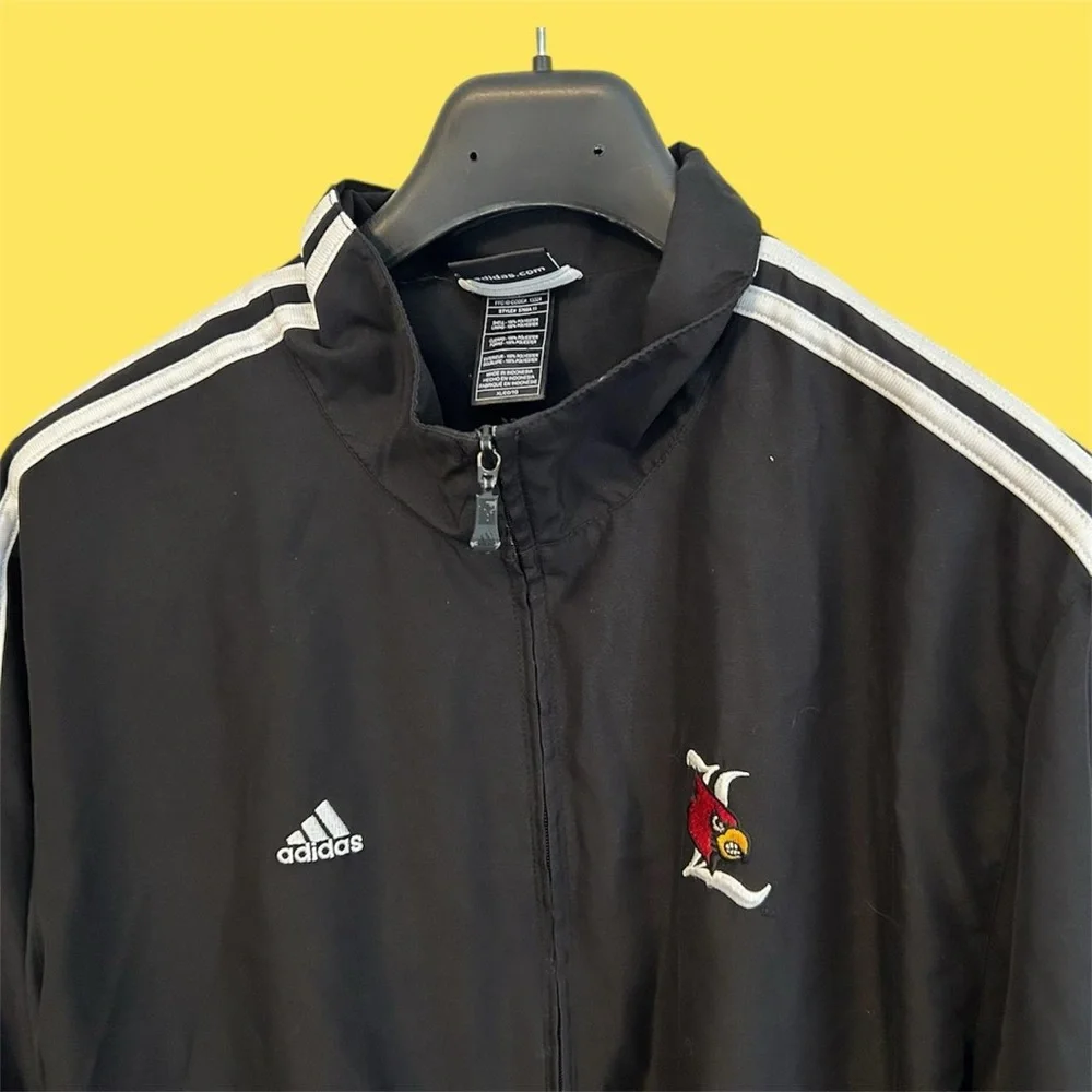 Vintage Adidas Lined Louisville Cardinals Windbreaker Jacket / Track Jacket - Picture 2 of 8
